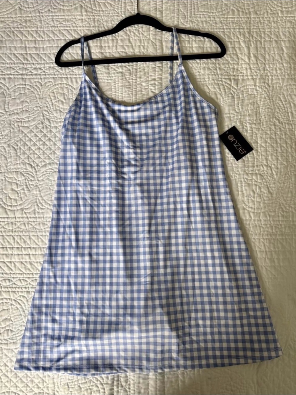 Onzie Blue Gingham Tennis Dress – Size Large (NWT)